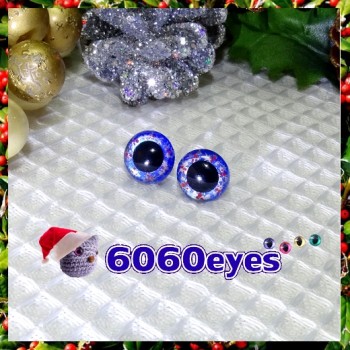 1 Pair Hand Painted Silver and Blue Wreath Eyes Plastic Eyes Safety Eyes